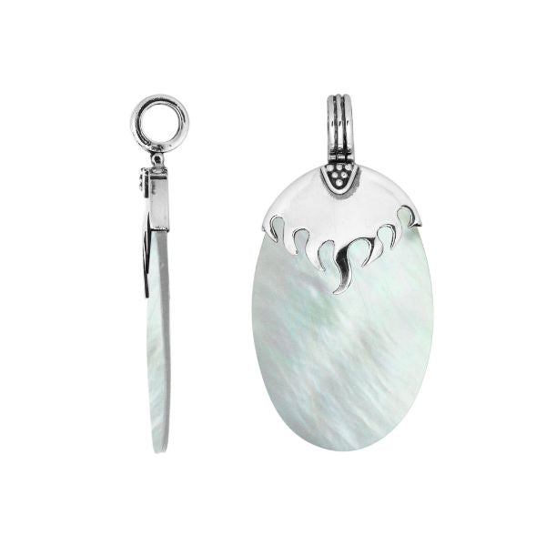 AP-6185-MOP Sterling Silver Fancy Shape Pendant With Mother Of Pearl Jewelry Bali Designs Inc 