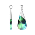 Silver Overlay Designer Pendant With Genuine Abalone Shell In Teardrop Shape For Wholesale Collection