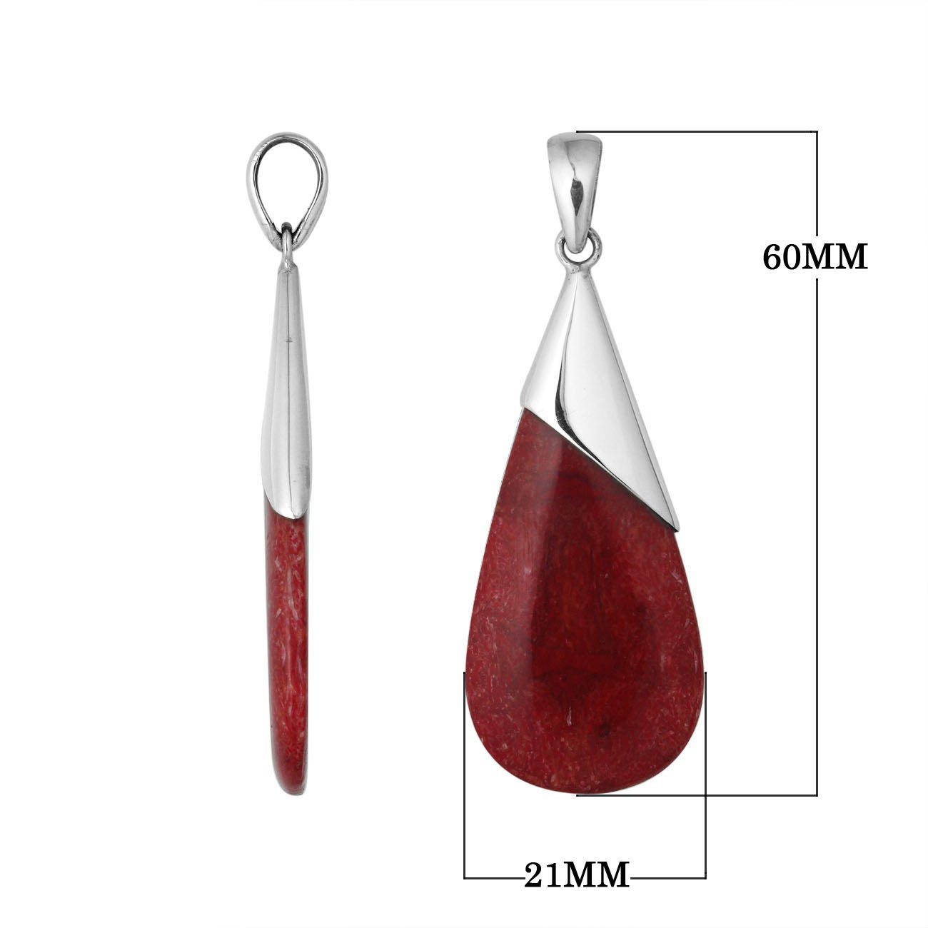 925 Silver Overlay Designer Teardrop Pendant With Red Coral For Wholesale Jewelry Collection