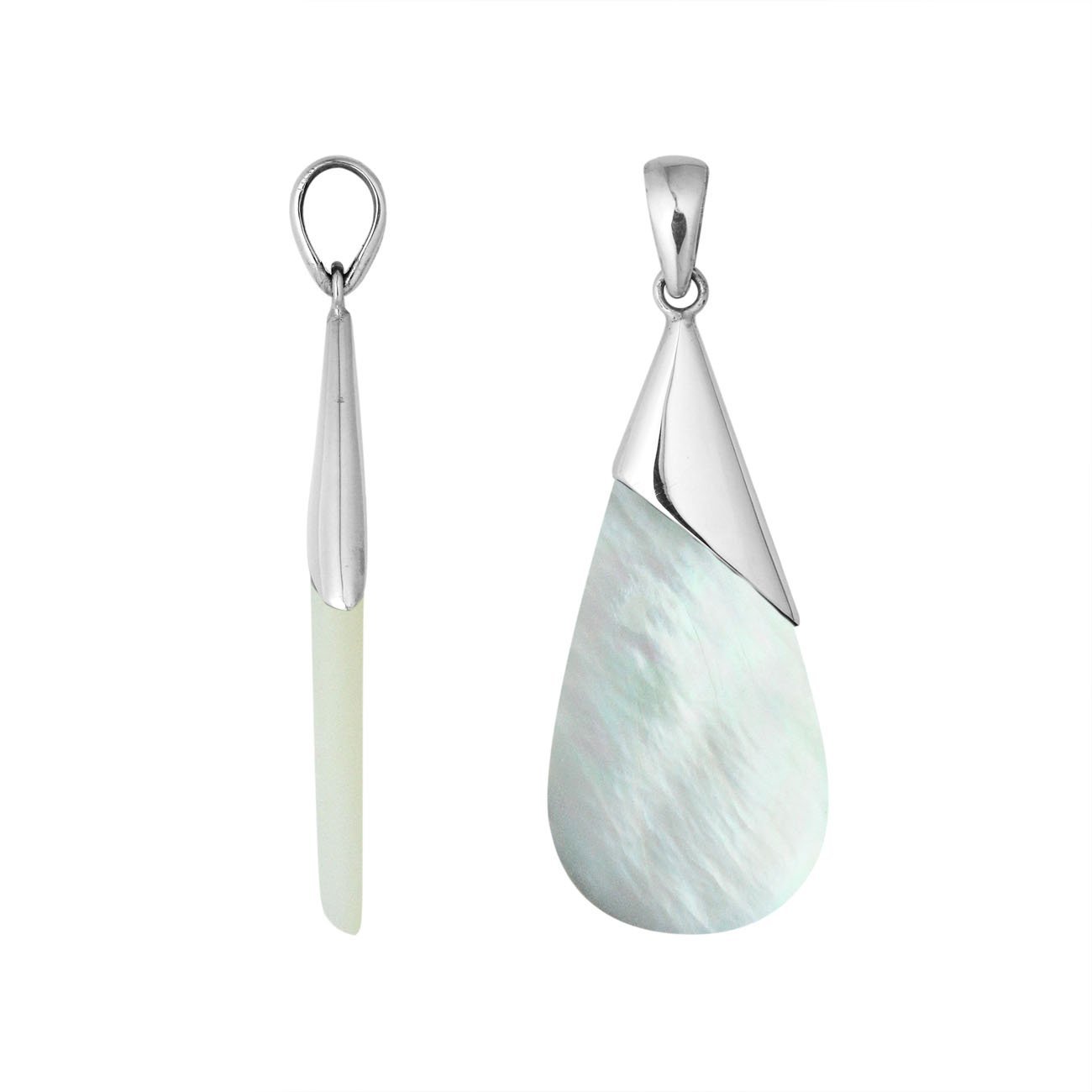 925 Silver Overlay Designer Teardrop Pendant With Mother Of Pearl For Wholesale Jewelry Collection