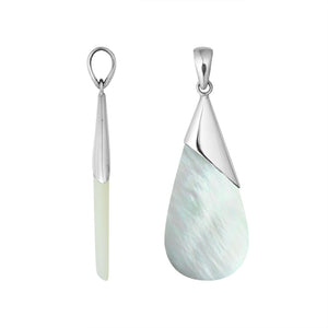 925 Silver Overlay Designer Teardrop Pendant With Mother Of Pearl For Wholesale Jewelry Collection