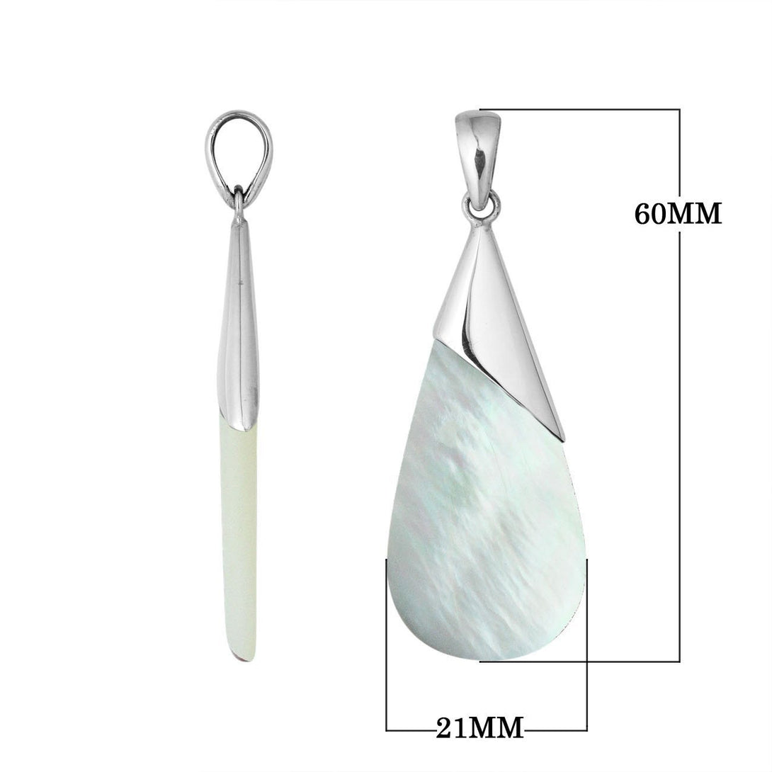 AP-6186-MOP Sterling Silver Pear Shape Pendant with Mother Of Pearl Jewelry Bali Designs Inc 