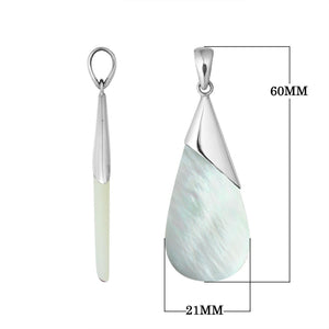925 Silver Overlay Designer Teardrop Pendant With Mother Of Pearl For Wholesale Jewelry Collection