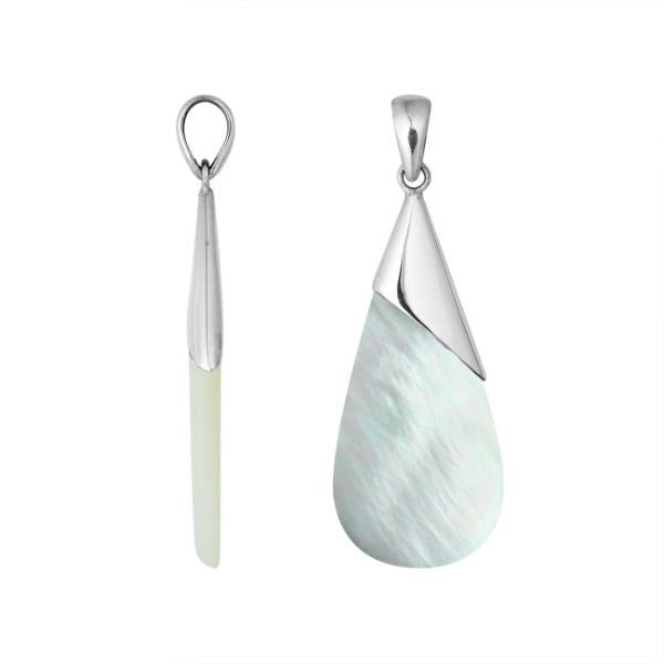 AP-6186-MOP Sterling Silver Pear Shape Pendant with Mother Of Pearl Jewelry Bali Designs Inc 