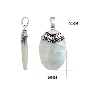 925 Silver Designer Oval Pendant With Mother Of Pearl And Filigree Work For Wholesale Jewelry Collection