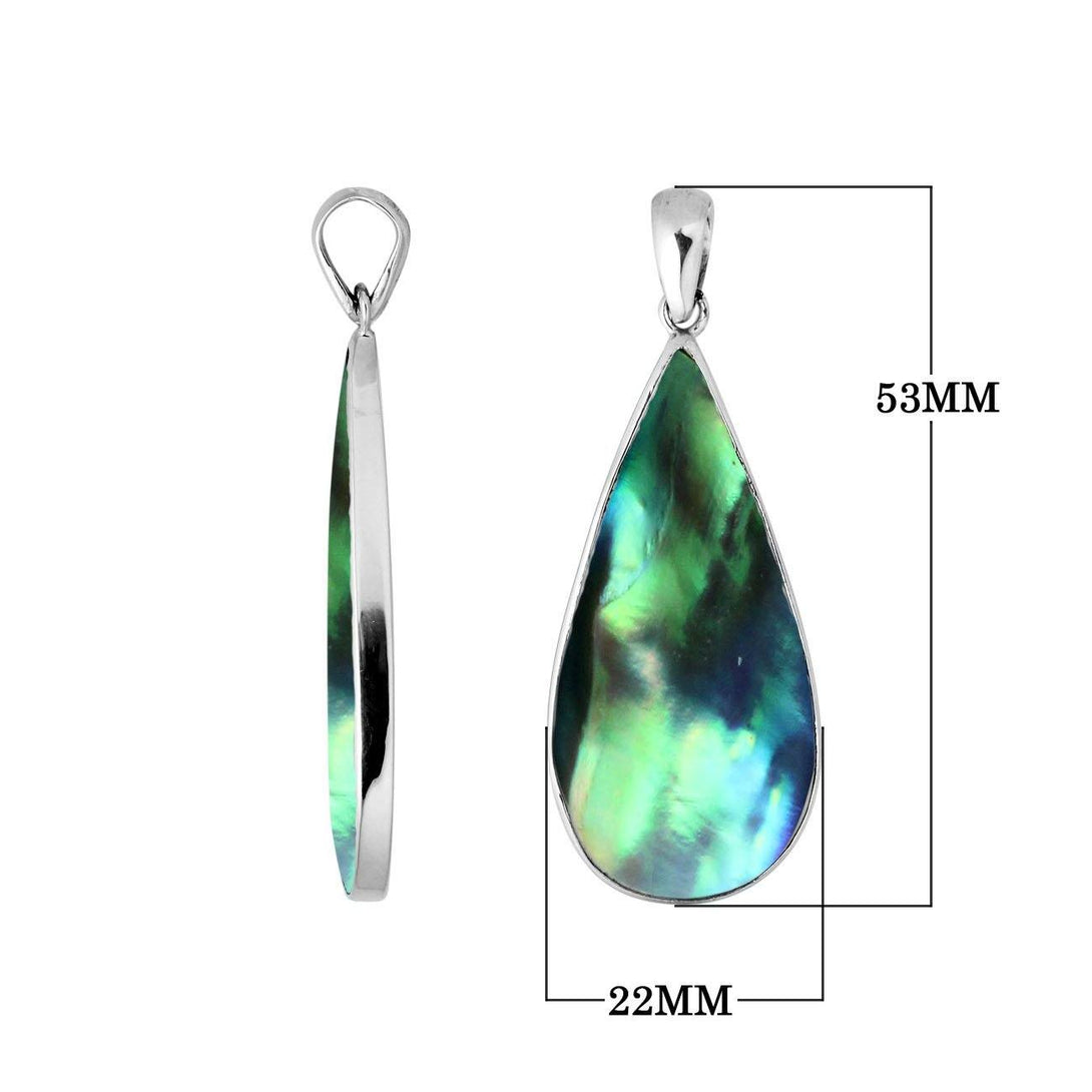 AP-6188-AB Sterling Silver Pear Shape Pendant with Abalone Shell Jewelry Bali Designs Inc 