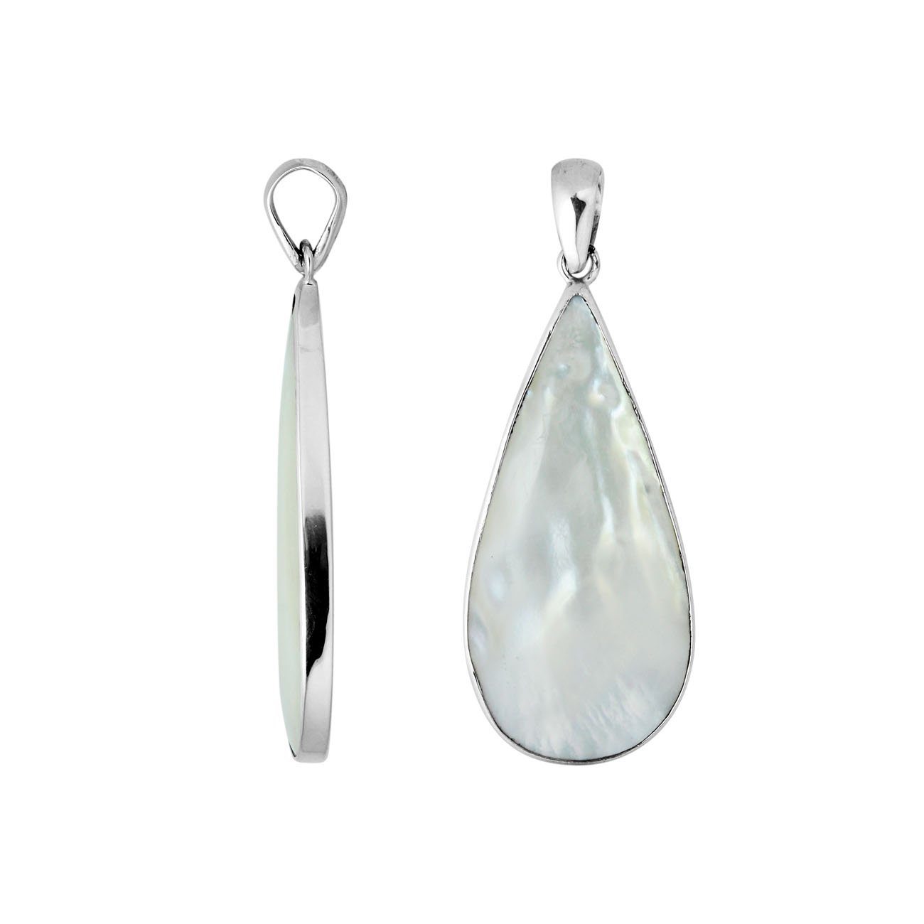 925 Silver Teardrop Pendant With Mother Of Pearl For Wholesale Jewelry Collection