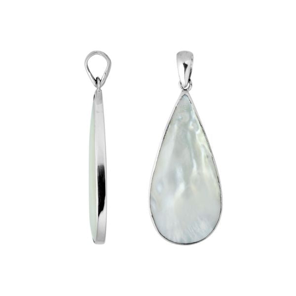 AP-6188-MOP Sterling Silver Pear Shape Pendant With Mother Of Pearl Jewelry Bali Designs Inc 