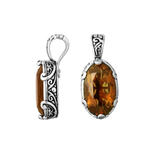 AP-6194-CT Sterling Silver Oval Shape Pendant With Citrine Q. Jewelry Bali Designs Inc 