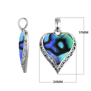 Handcrafted 925 Sterling Silver Heart Pendant With Abalone Shell Detailing