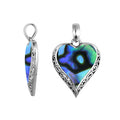 Handcrafted 925 Sterling Silver Heart Pendant With Abalone Shell Detailing