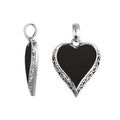 Handcrafted 925 Sterling Silver Heart Pendant With Black Shell Detailing