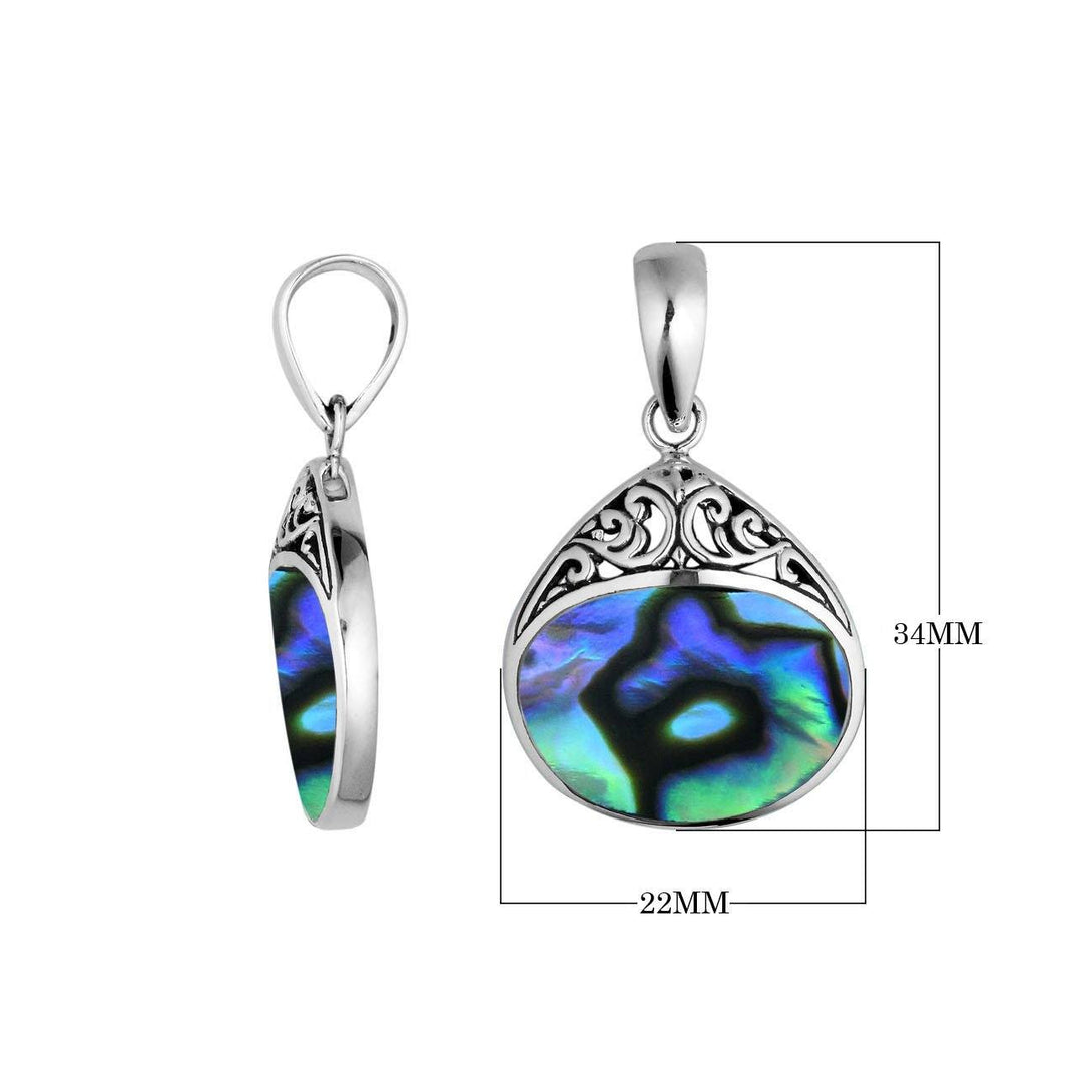 AP-6197-AB Sterling Silver Pendant With Abalone Shell Jewelry Bali Designs Inc 