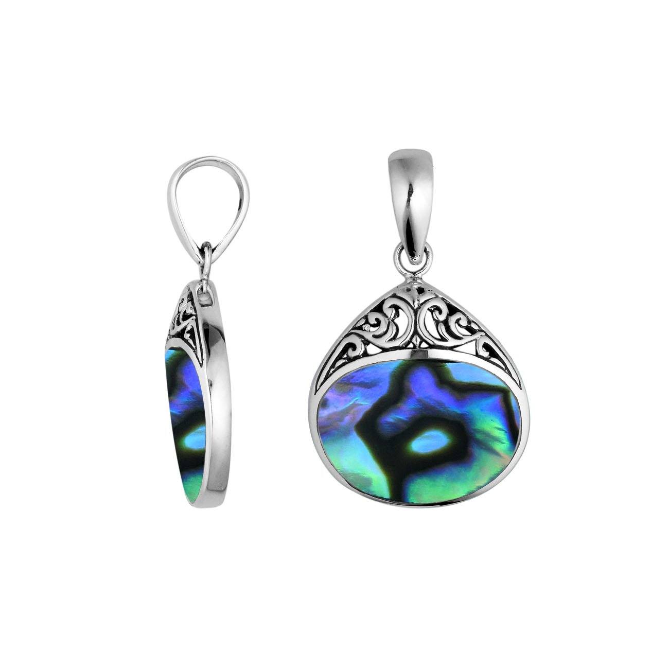 Handcrafted 925 Sterling Silver Teardrop Pendant With Abalone Shell Detailing