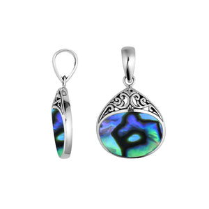 Handcrafted 925 Sterling Silver Teardrop Pendant With Abalone Shell Detailing