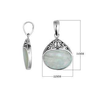 Handcrafted 925 Sterling Silver Teardrop Pendant With Mother Of Pearl Detailing