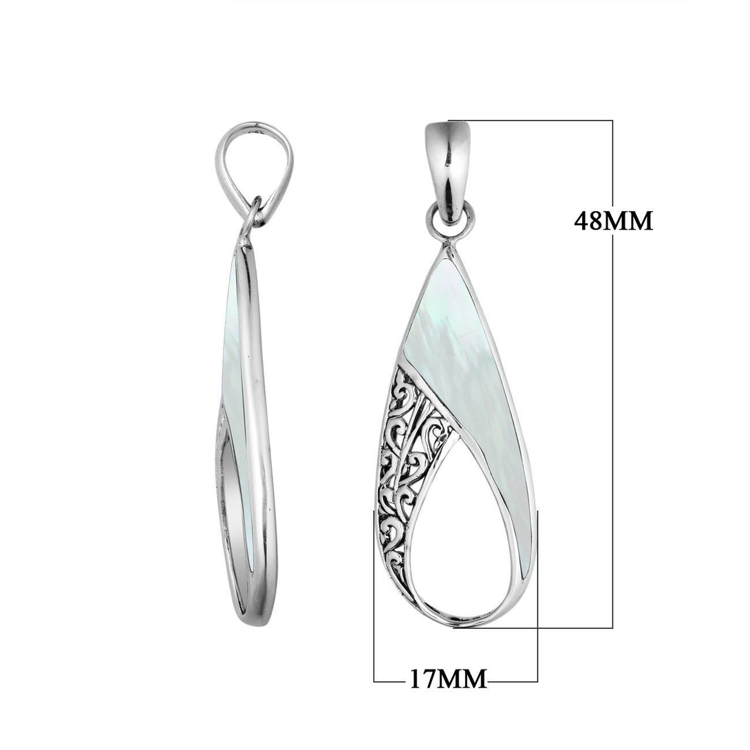 AP-6198-MOP Sterling Silver Pear Shape Pendant With Mother of Pearl Jewelry Bali Designs Inc 