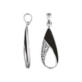 Handcrafted 925 Sterling Silver Open Teardrop Pendant With Black Shell Inlay