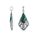 Handcrafted 925 Sterling Silver Diamond Pendant With Abalone Shell Detailing