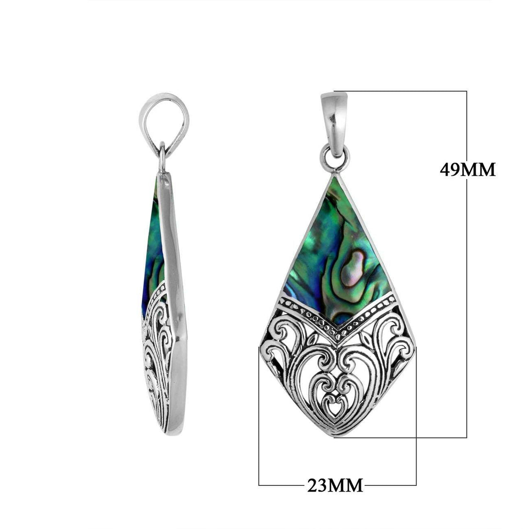 AP-6199-AB Sterling Silver Diamond Shape Pendant With Abalone Shell Jewelry Bali Designs Inc 