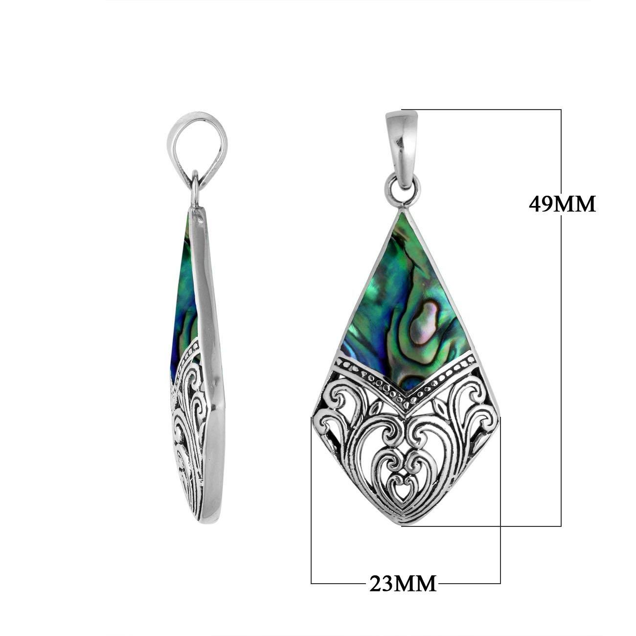 Handcrafted 925 Sterling Silver Diamond Pendant With Abalone Shell Detailing
