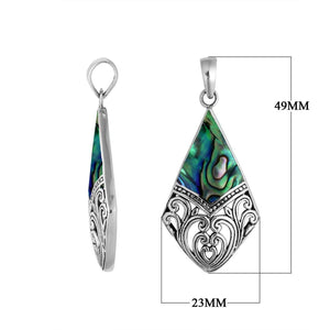 Handcrafted 925 Sterling Silver Diamond Pendant With Abalone Shell Detailing