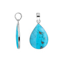 925 sterling silver teardrop pendant with turquoise shell and mirror-polished finish handcrafted in Bali