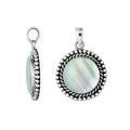 925 sterling silver round pendant with mother of pearl and rope beaded border handcrafted in Bali