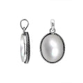 925 sterling silver oval pendant with mother of pearl and twisted rope frame handcrafted in Bali