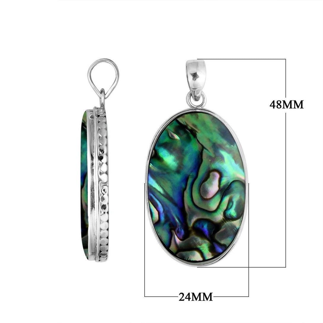 AP-6213-AB Sterling Silver Oval Shape Pendant With Abalone Shell Jewelry Bali Designs Inc 