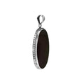 925 sterling silver oval pendant with black shell and hammered silver edge handcrafted in Bali
