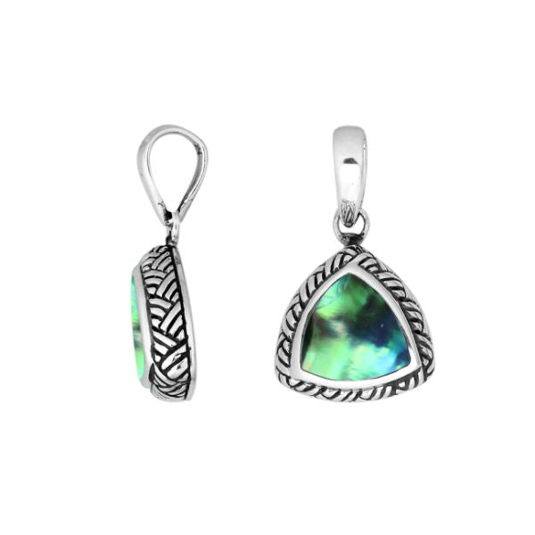 AP-6217-AB Sterling Silver Trillion Shape Pendant With Abalone Shell Jewelry Bali Designs Inc 