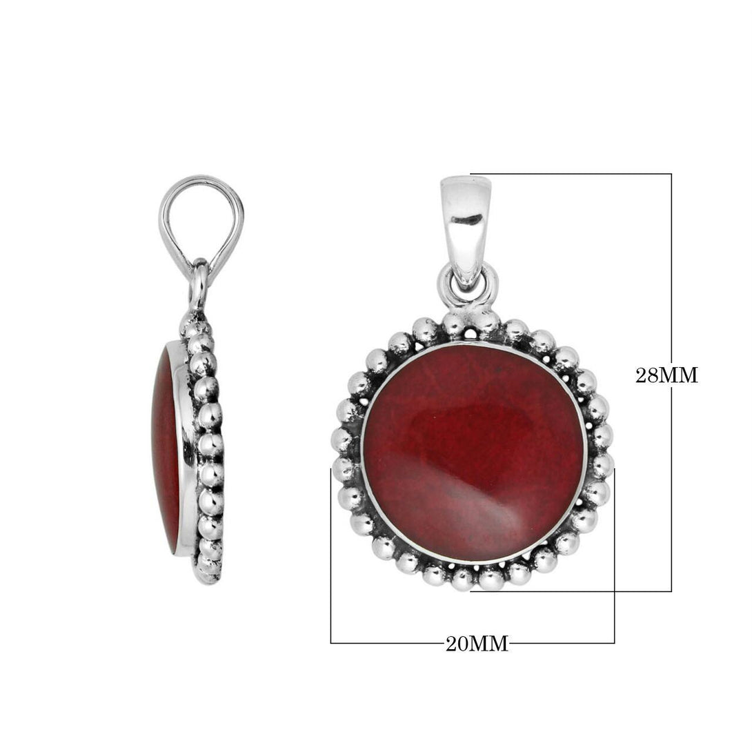 AP-6218-CR Sterling Silver Pendant With Coral Jewelry Bali Designs Inc 
