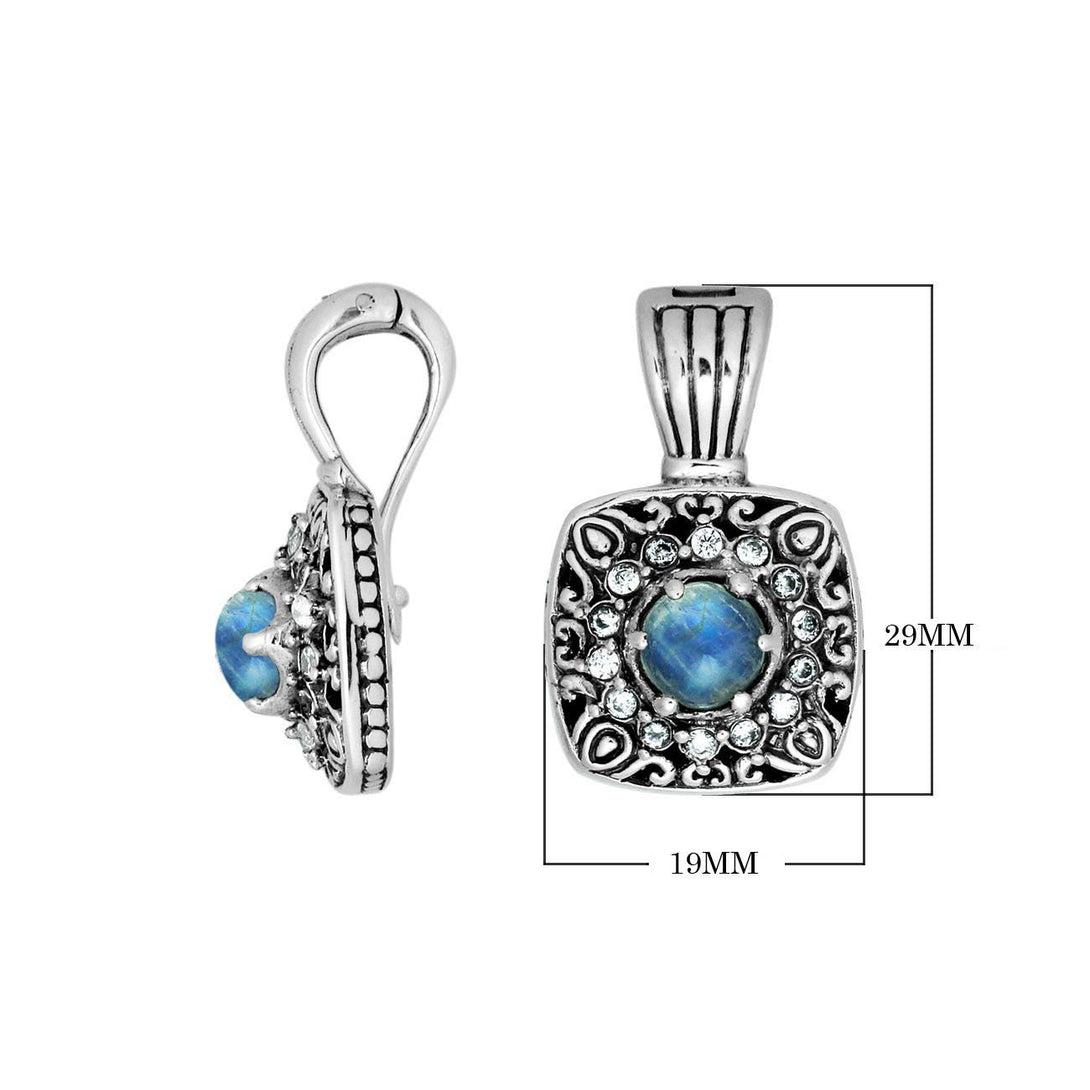 AP-6224-RM Sterling Silver Pendant With Rainbow Moonstone & Enhancer Pendant Bail Jewelry Bali Designs Inc 