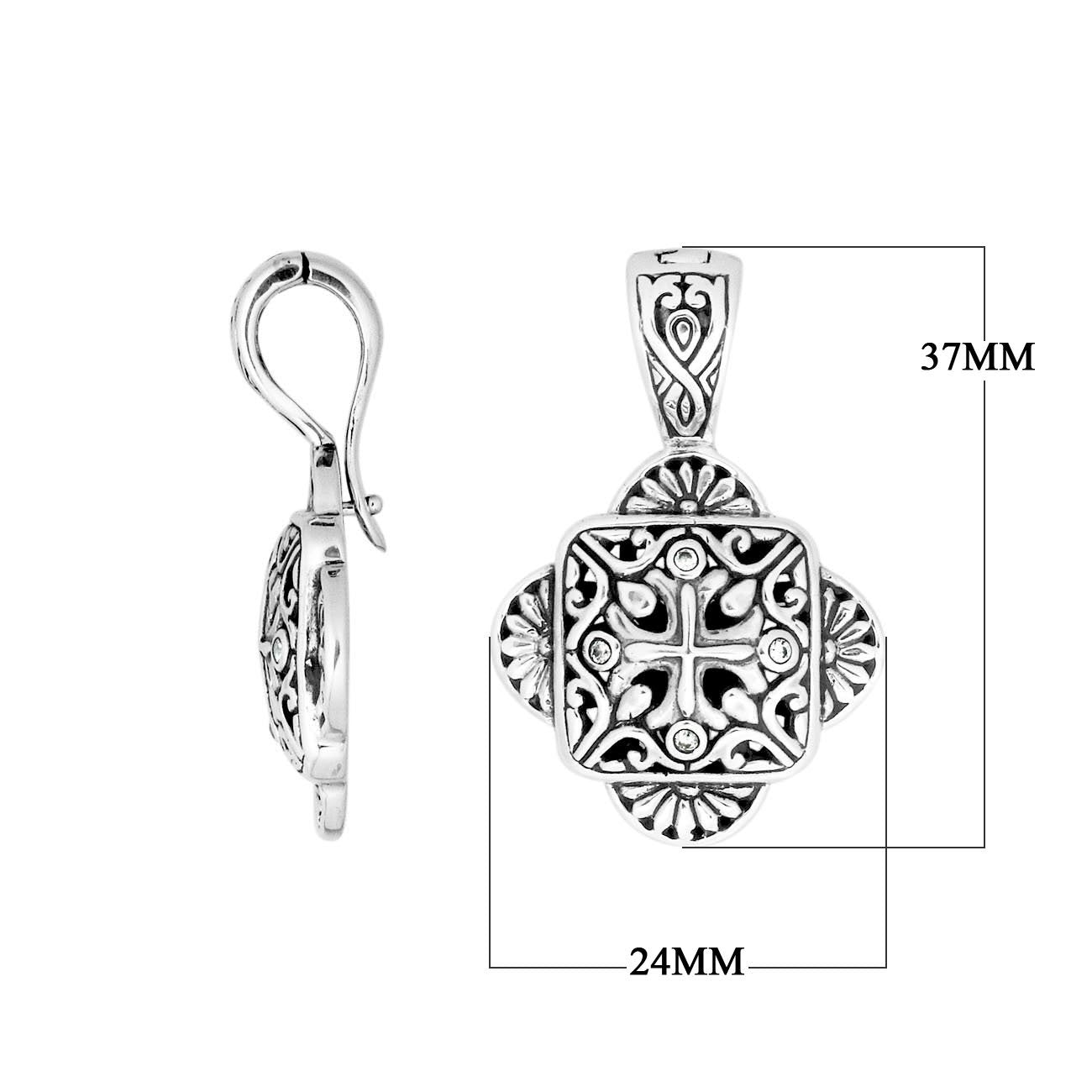 Sterling Silver Balinese Cross Pendant With Cubic Zirconia For Wholesale