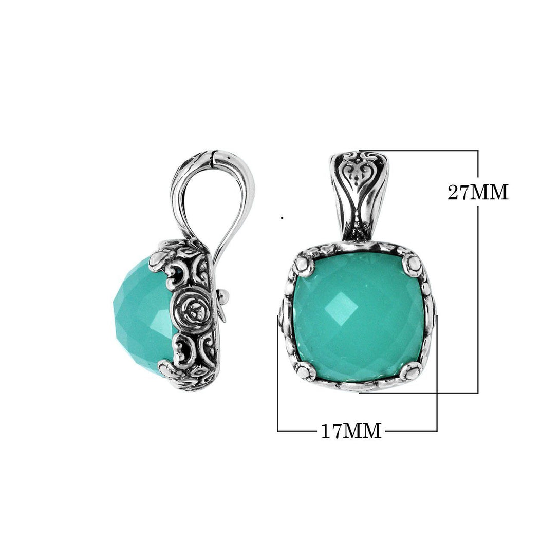AP-6227-CH.G Sterling Silver Pendant With Green Chalcedony Q. Jewelry Bali Designs Inc 