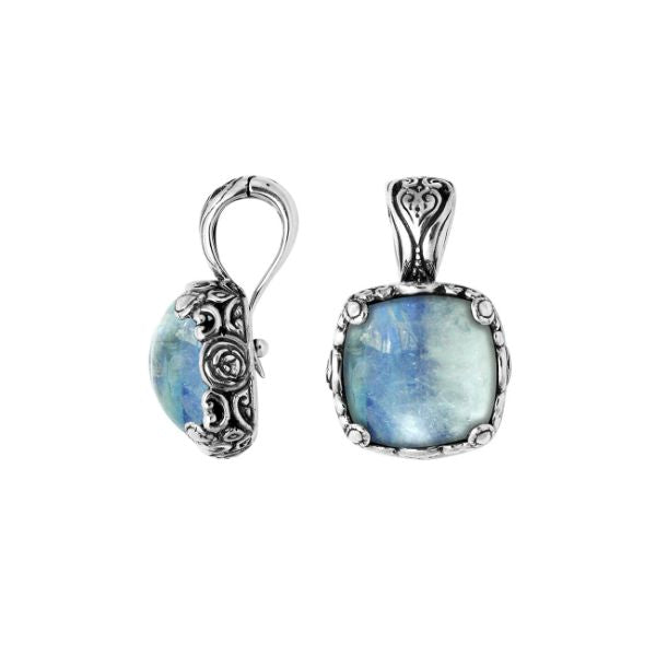 AP-6227-RM Sterling Silver Pendant With Rainbow Moon Stone & Enhancer Pendant Bail Jewelry Bali Designs Inc 