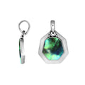 Sterling Silver Octagon Shape Abalone Shell Pendant With Smooth Frame