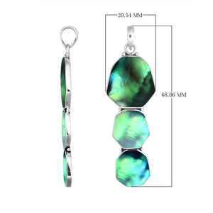 Sterling Silver Three-Link Octagon Shape Abalone Shell Pendant