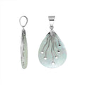 Sterling Silver Teardrop Shape Mother Of Pearl Pendant With Silver Wave Design