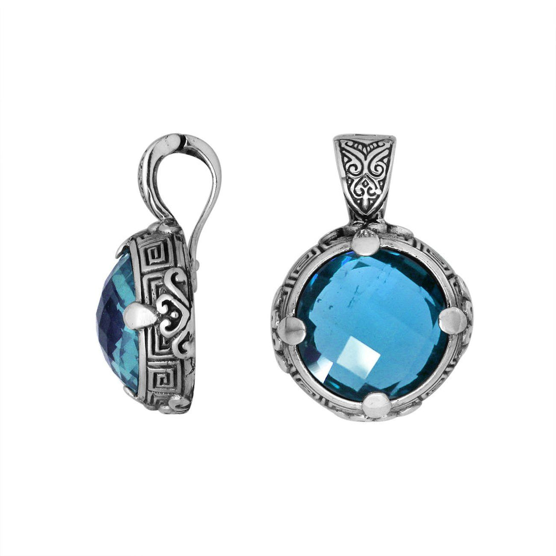 AP-6232-BT Sterling Silver Pendant With Blue Topaz Q. Jewelry Bali Designs Inc 