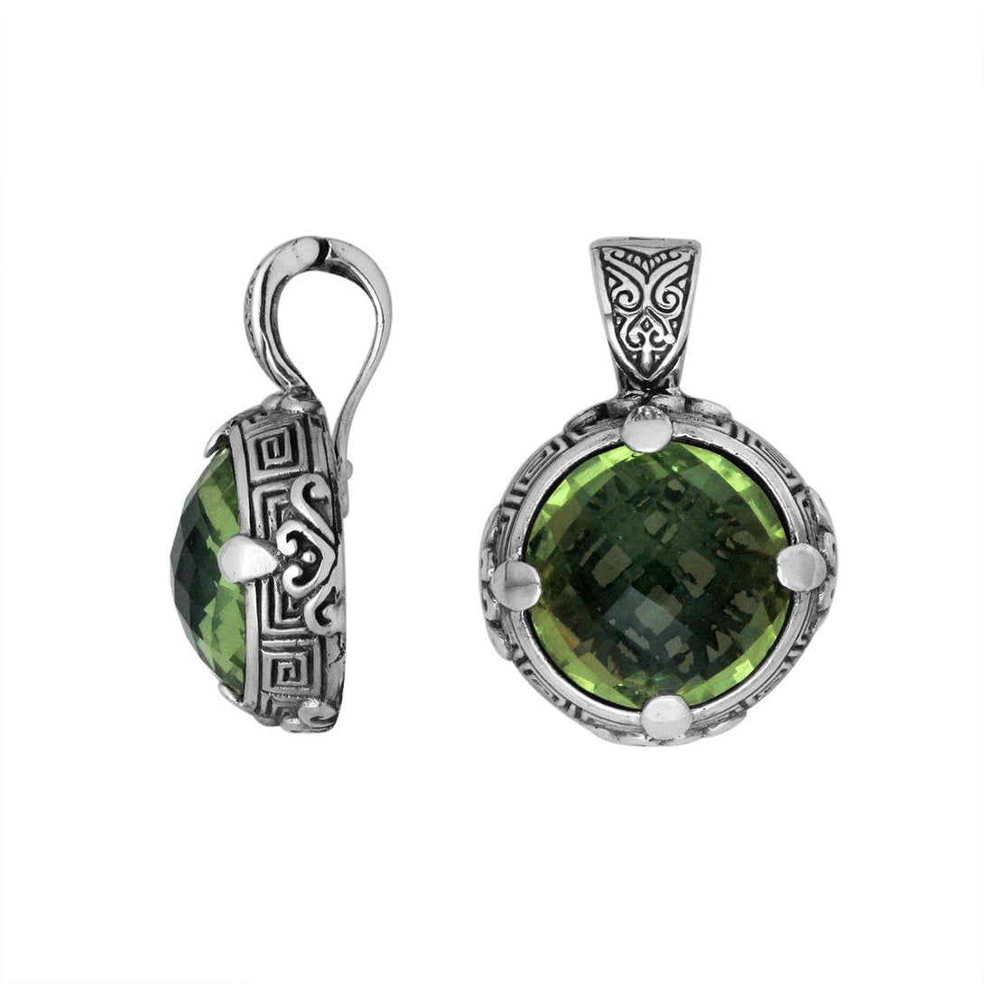 AP-6232-GAM Sterling Silver Pendant With Green Amethyst Q. Jewelry Bali Designs Inc 