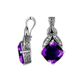 Sterling Silver Leaf Design Amethyst Quartz And Cubic Zirconia Pendant