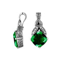 Sterling Silver Leaf Design Green Quartz And Cubic Zirconia Pendant
