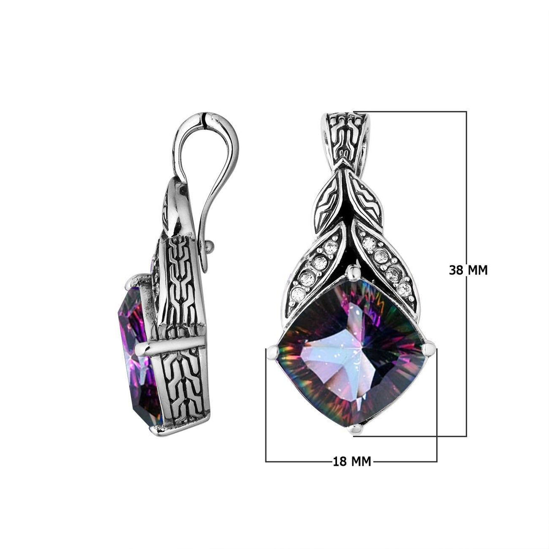 AP-6233-MT Sterling Silver Pendant With Mystic Quartz & Enhancer Pendant Bail Jewelry Bali Designs Inc 