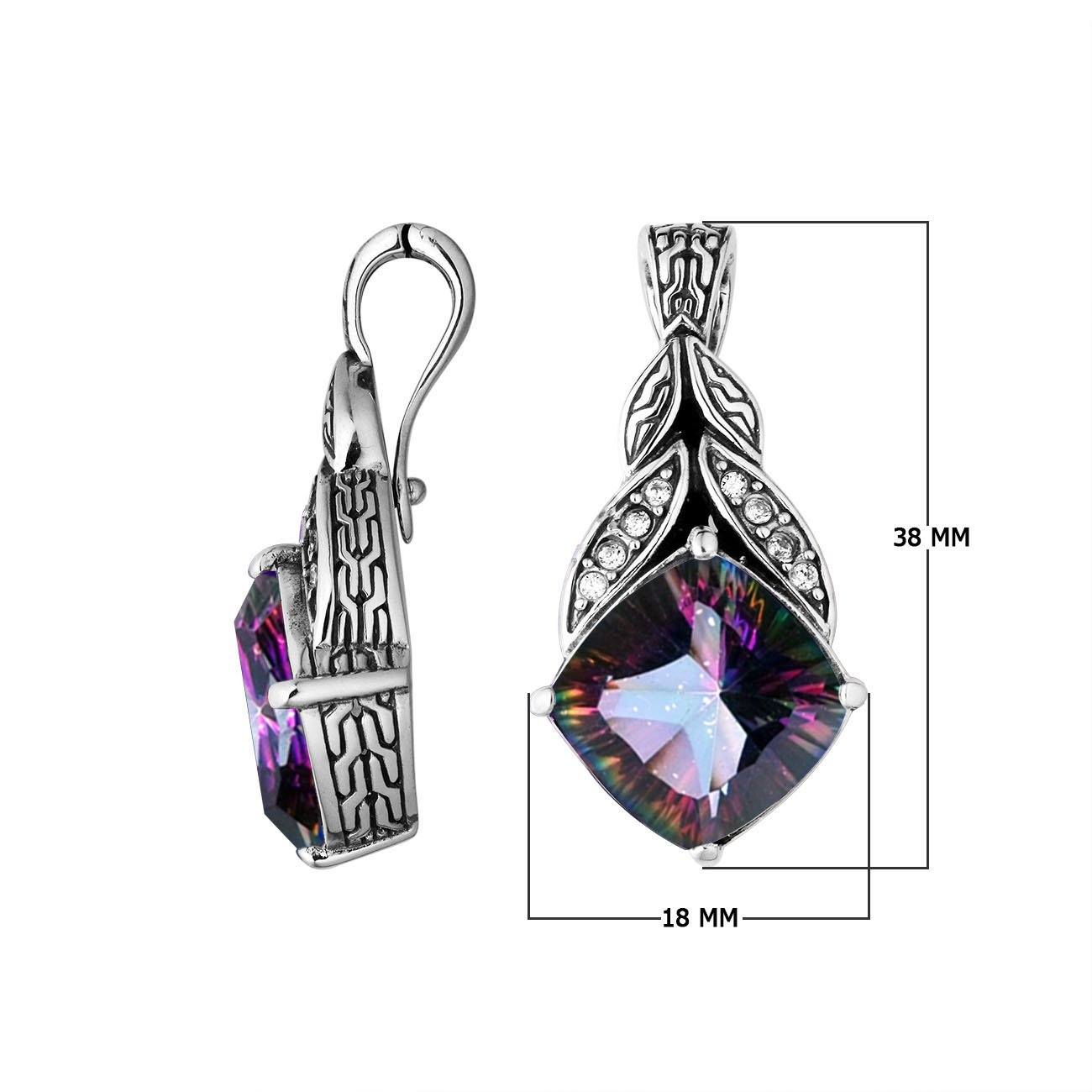 Sterling Silver Mystic Quartz And Cubic Zirconia Leaf Pendant Wholesale