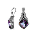 Sterling Silver Leaf Design Mystic Quartz And Cubic Zirconia Pendant
