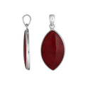925 Sterling Silver Marquise Pendant with Red Coral inlay and smooth Balinese frame, handcrafted and mirror-polished for premium wholesale jewelry collections.