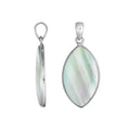 925 Sterling Silver Marquise Pendant with luminous Mother Of Pearl inlay and sleek Balinese frame, handcrafted for premium wholesale jewelry assortments.