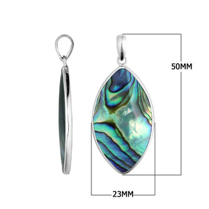 Sterling Silver Abalone Shell Marquise Polished Designer Pendant For Wholesale Collections.